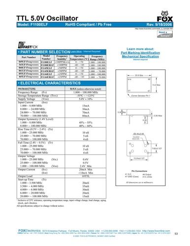 F1100E-400 (40.000000Mhz), Fox, Oscillator, 775pcs - Picture 6 of 6
