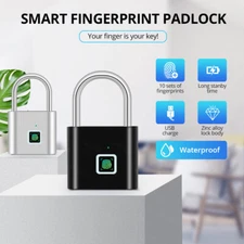 Waterproof Fingerprint Padlock Keyless Lock Rechargeable Smart Lock Gym Locker