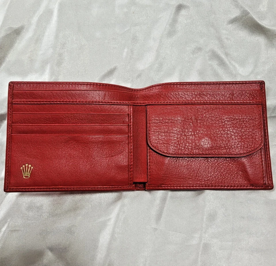 Authentic Montres Rolex Watch S.A. Geneva Red Leather Bi-Fold Wallet 60.02.55 - Image 2 of 4