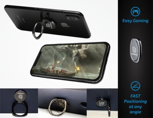 CoolBeeGear Finger Ring Phone Stand, Universal Holder, 360 Degree Rotating - BK