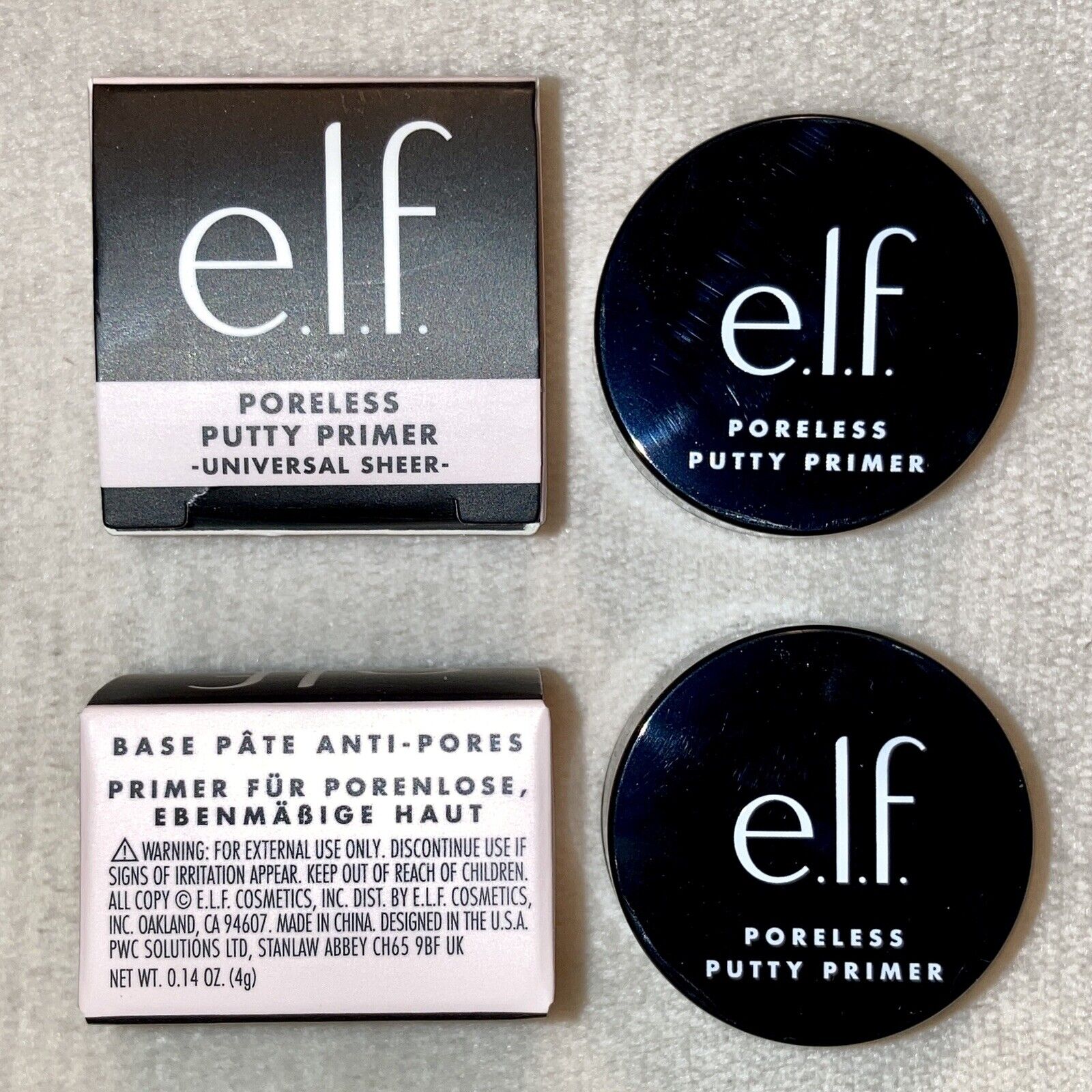 2x ELF Poreless Putty Face Primer Universal Sheer Deluxe Sample Sz .14oz, 4g NIB