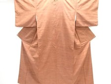 7602531: JAPANESE KIMONO / SILK / HAND WOVEN TSUMUGI / STRIPE