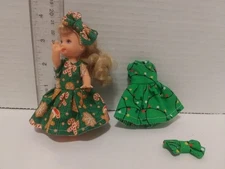 Doll Clothes Handmade to fit 4" Kelly  doll- Lot 0f Holiday Dresses/Bows,-  K143