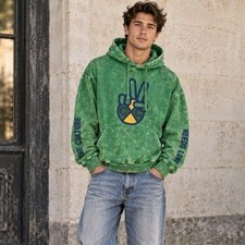 Vintage Cross Colours Hoodie Green Sunwashed Hip Hop 90s Rap Adult Sz Small