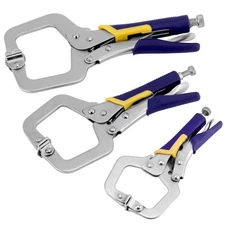 3 Pack C Clamp Locking Pliers, 6 Inch, 9 Inch, 11 Inch Premium Face Clamp Set...