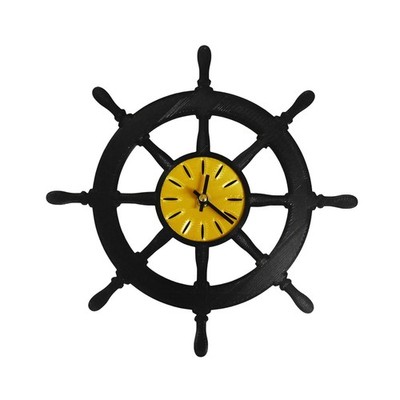 Nautical Ship Wheel Wall Clock 11.75  | 3D Printed Helm Clock