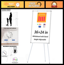 Large Whiteboard Easel with Stand, 36" x 24" Portable Standing Magnetic Dry