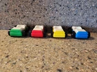 Vintage Fisher Price Little People set of 4 colored top Race Cars Garage 1970