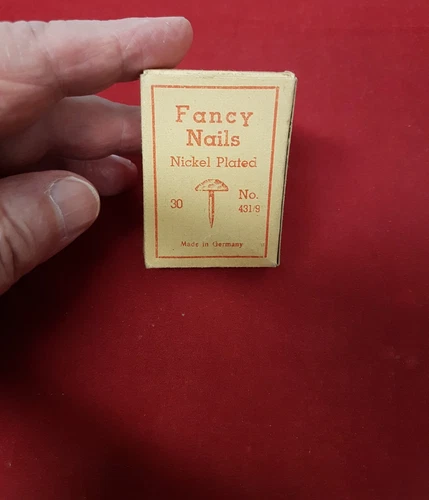 Vintage Fancy Nails. Nickel Plated in Original BOX. Made in Germany. No 431-9