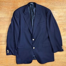 Vintage Mens Burberry Blazer Size 42L 1990s Navy Blue Wool Sport Coat Jacket