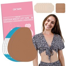 OK TAPE Breast Lift Tape, Nylon Boob Pre-cut design for 2pcs, Caramel