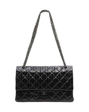 Chanel Reissue 2.55 Flap Bag In Striped Lambskin Leather Women Black One Size
