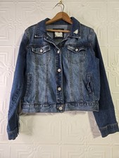 90's Y2K Junior Girls Mudd Distressed Jean Blue Denim Jacket Size XL