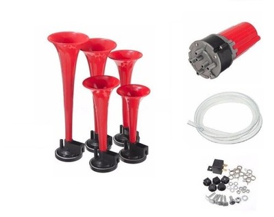 12V Musikhupe La Cucaracha Drucklufthorn 5 Hörner mit Kompressor 115 dB 5 Klang