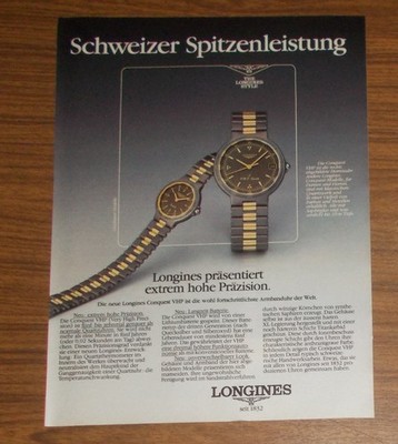 Seltene Werbung LONGINES CONQUEST VHP Uhren - Extrem hohe Präzision 1984