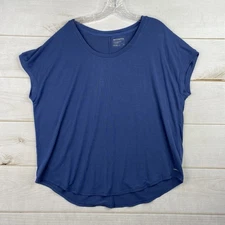 Mondetta Top Womens XL Blue Performance Luxury Tee Shirt Boxy Jersey Knit Active