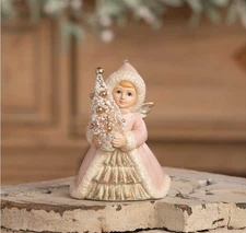 4.5" Bethany Lowe Pastel Angel Girl Holding Tree Figure Retro Christmas Decor