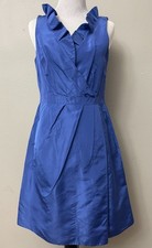 J.Crew Blue Ruffle Silk Cocktail Wedding Guest Dress Size 4