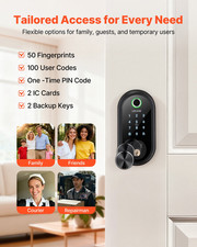Fingerprint Door Lock, Matte Black