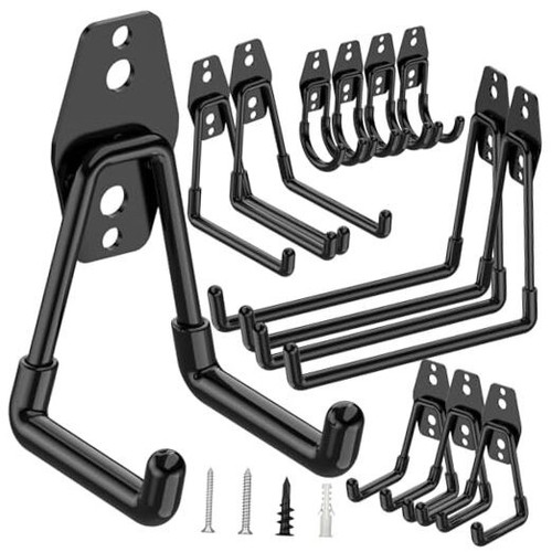 12 Pack Heavy Duty Garage Hooks, Steel Utility Wall Storage Hooks, Wall Mount