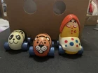 3 Vintage 70's-80's Tonka Egg Cars with Changing Face Girl Figure Tiger Panda
