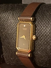 RARE 1980s Citizen GENUINE DIAMOND CQ Gold Plated FOUR Jewel 14MM NEW Battery