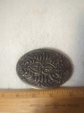 Ornate Floral Belt Buckle Raised Scroll Boho Coastal Cowgirl Hippie Vtg 90s