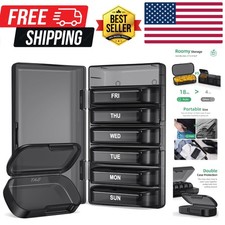 Weekly Pill Organizer with Large Capacity, Dual Protection Pill Box 7 Day, Ar...