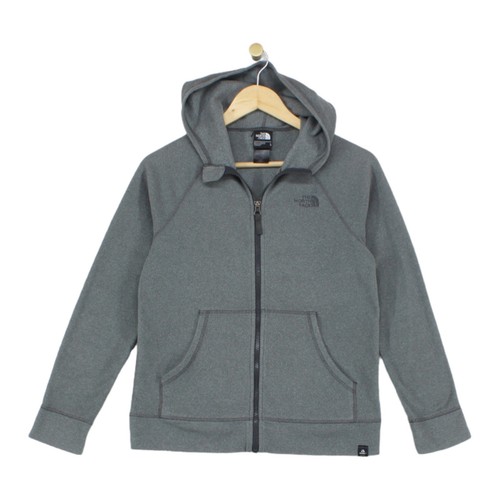 North Face Fleece Hoodie Boys Size L Grey Youth Full Zip Polartec