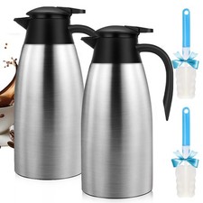 68OZ Coffee Carafes for Keeping Hot, 2 Pack Thermal Coffee Carafe, Silver 68oz