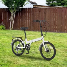 20" Folding Bike 7 Speed Foldable Bicycle City Bike for Teens Adults Disc Brakes