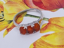 Sterling Silver Orange Opal Three-Stone Ring Size 6.75 2 Grams