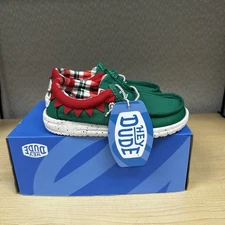 Hey Dude Wally Y Holiday Elf Christmas Childrens Size 11 Slip-On Shoes 42146-3XX
