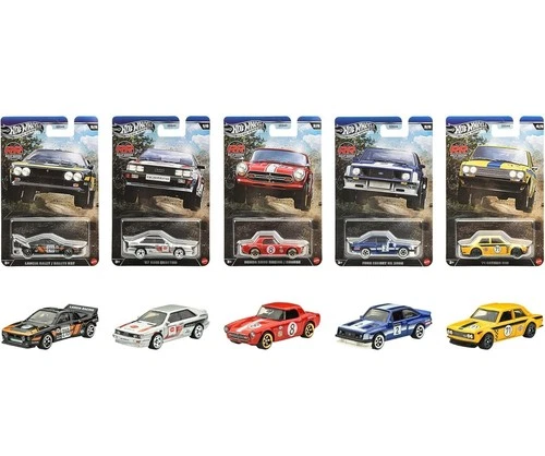 Hot Wheels 1:64 Silver Series Rally Racers 5-Car Set JLT21 Lancia Rally 037 etc