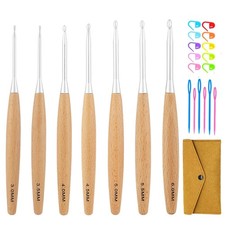 Yarniss Beech Wood Crochet Hooks Set with Case,Ergonomic 3.0mm 6.0mm, nature