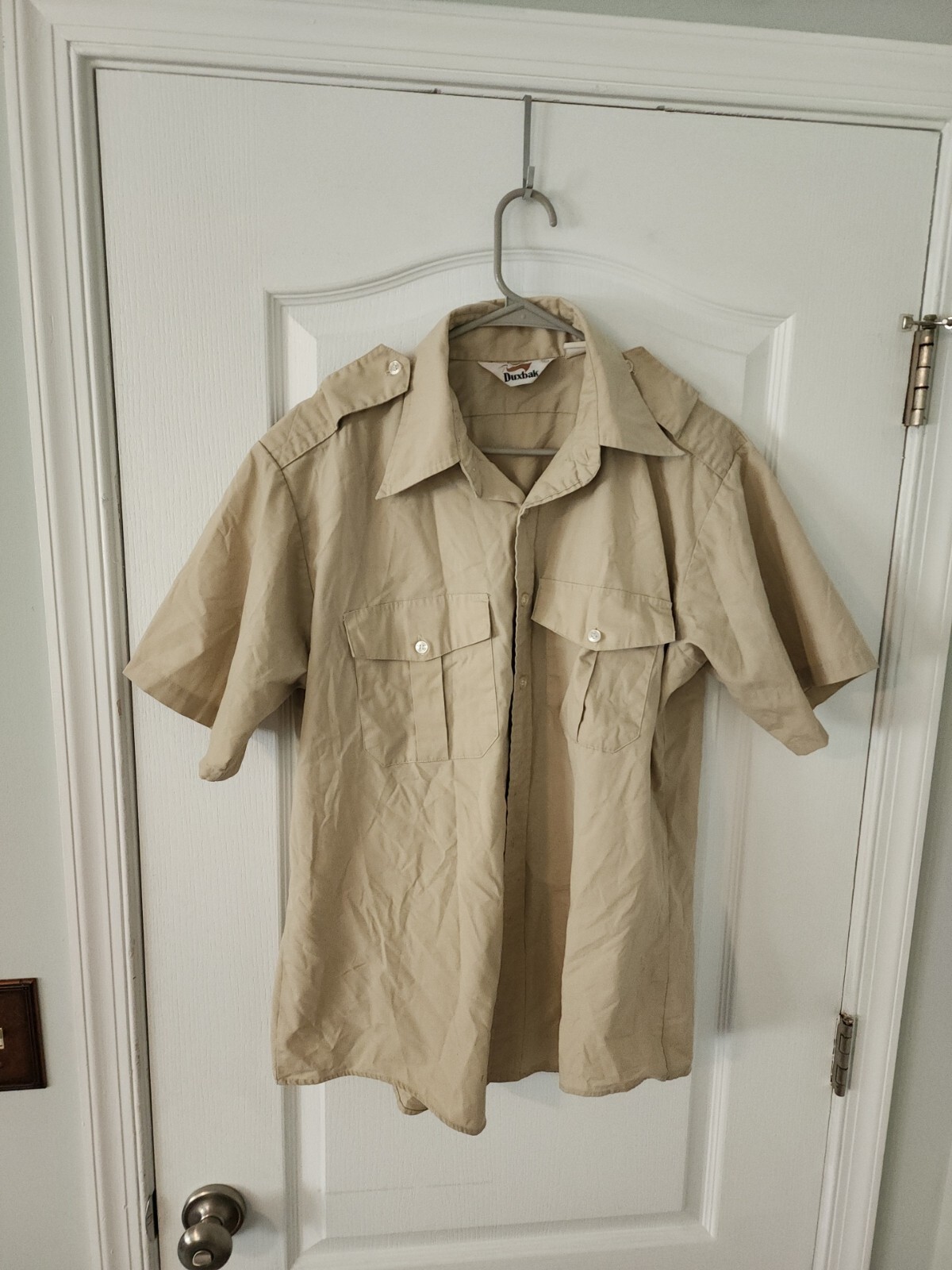 Vtg Duxbak Tan Uniform Military Button Pocket Short S… Gem