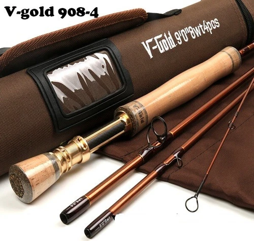 4-teilige edle Fliegenrute "V-GOLD" 275 cm Klasse 8