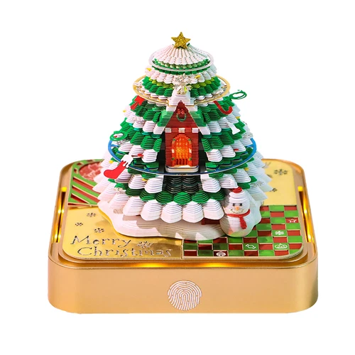 3D Desk Calendar Notepad 2025 Carving Memo Pad w/Lights Tree New year Gifts US - Picture 2 of 12