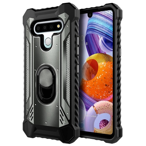 Funda con soporte de anillo para teléfono para LG Tribute Monarch + protector de vidrio templado - Imagen 16 de 36