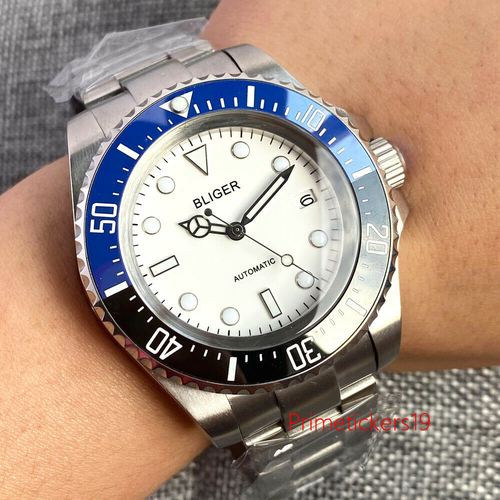 Reloj automático para hombre BLIGER 43 mm NH35A PT5000 bisel giratorio esfera blanca fecha - Imagen 9 de 59