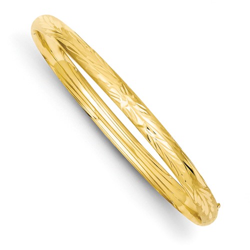 14k Yellow Gold 3/16 Oversized Laser Cut Hinged Bangle Bracelet LZ3/16O - 第 1/1 張圖片