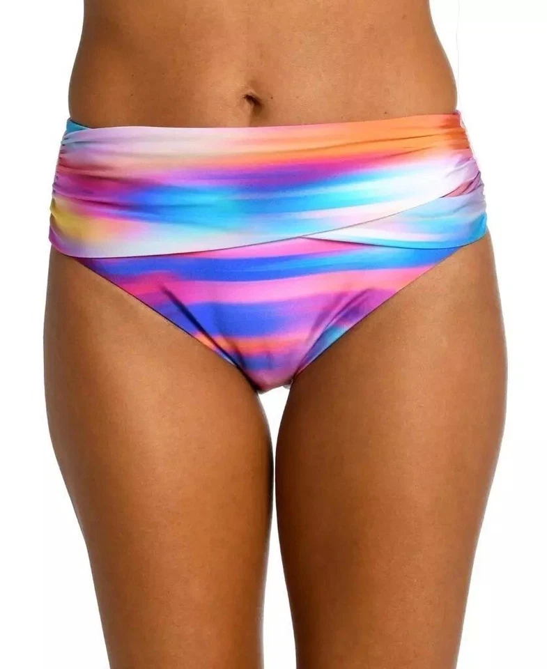 La Blanca Tankini Set Sunset Shores Tummy Control Halter Molded Cups Colorful 6 - Image 4 of 4