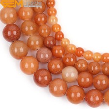 Big Hole Natural Orange Aventurine Jade Loose Round Beads For Jewelry Making 15"