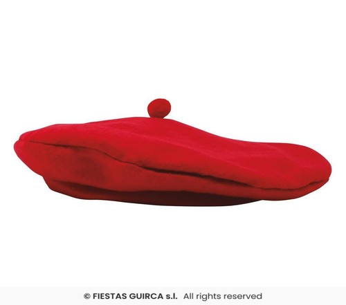 Cappello basco rosso pittore francese gondoliere berretto mimo carnevale festa - Foto 2 di 3