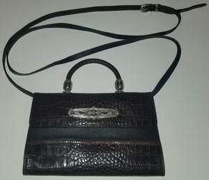 BRIGHTON-Crossbody-Bag-Purse-Wallet-Brown-Embossed-Leather-Organizer