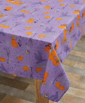 HALLOWEEN HAPPY HAUNTINGS FABRIC SPOOKY SPIDERWEBS BLACK CATS TABLECLOTH-3 SIZES
