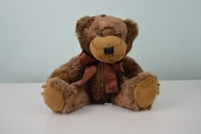 Napco Teddy Bear Plush Stuffed Animal Toy Bow Brown Seated 7"