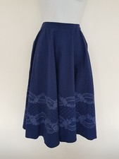 Vintage Skirt Blue Midi Size 12 Floral Smart Retro Circle Hem Smart