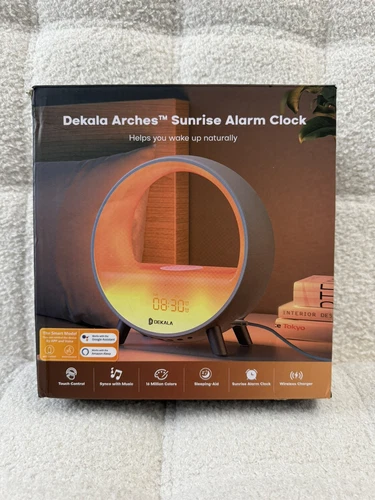 Dekala Arches Sunrise Alarm Clock with 15W Fast Wireless Charging, Black Noise
