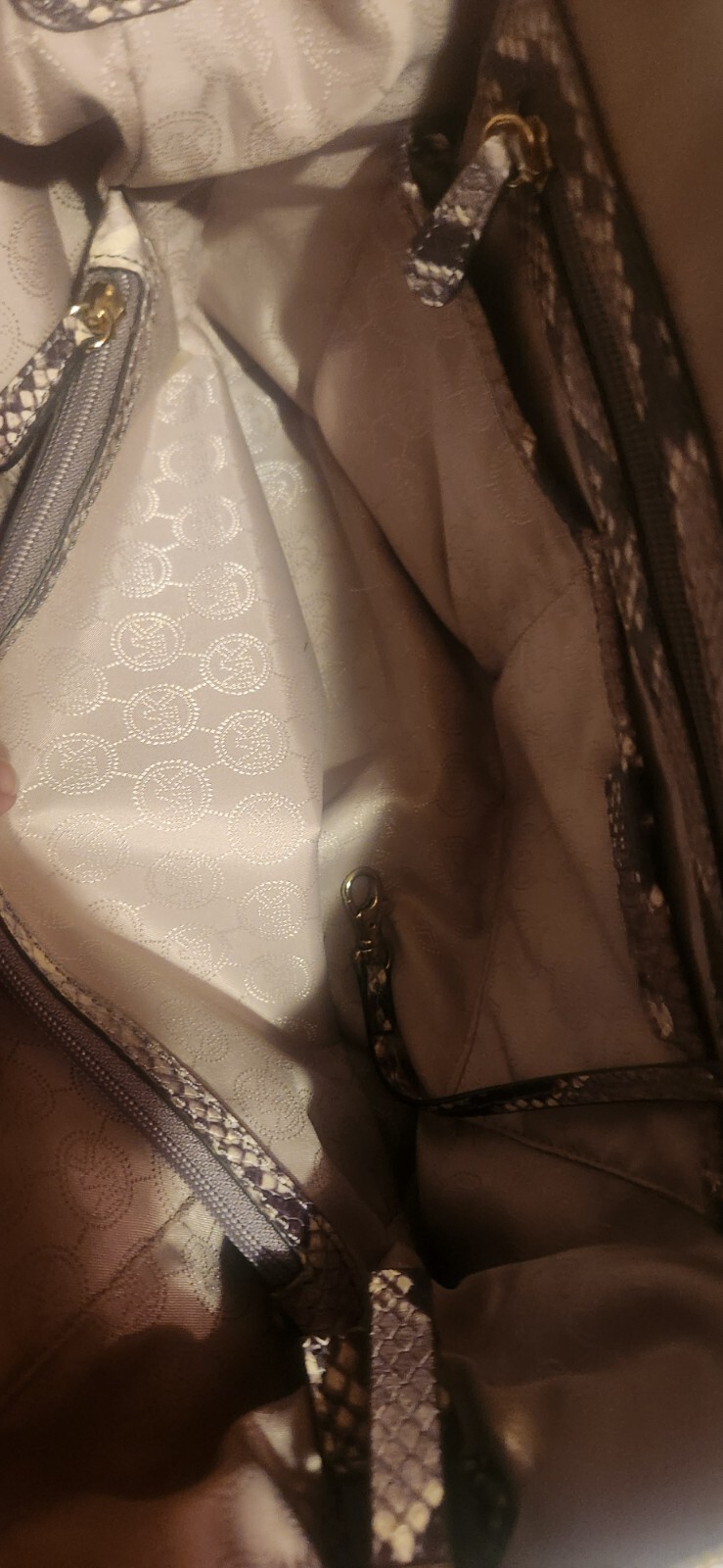 Authentic Michael Kors Riley Beige Python Embosse… - image 8